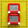 Pokemon Yellow Etch A Sketch Gameboy diptych