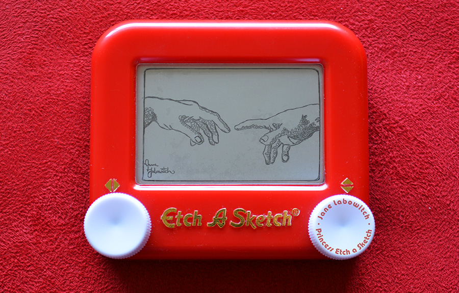 (new) Creation of Adam - hands Etch A Sketch