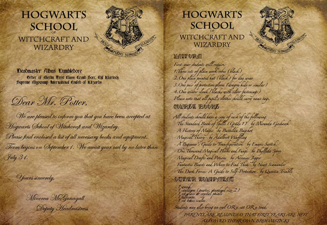 Hogwarts Acceptance Letter by Envy-555 on DeviantArt