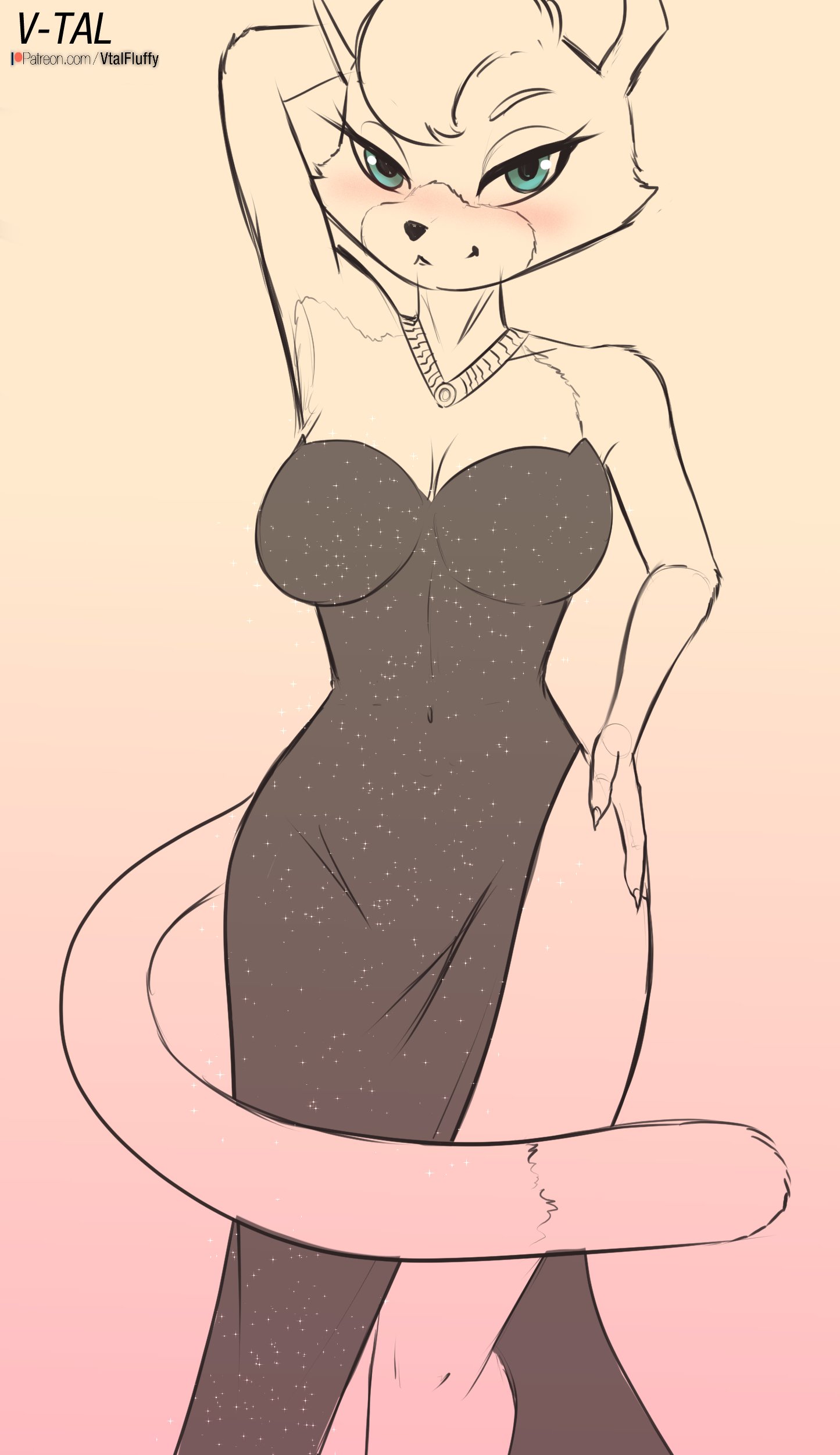 Katt Monroe Black Dress Sketch