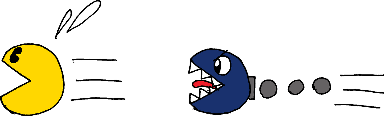 Chain Chomp chases PAC-MAN by ToonTrev on DeviantArt