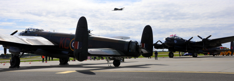 Dakota flypast with the two Lancasters