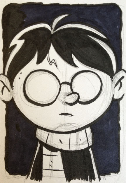 HARRY POTTER bw sketchcard