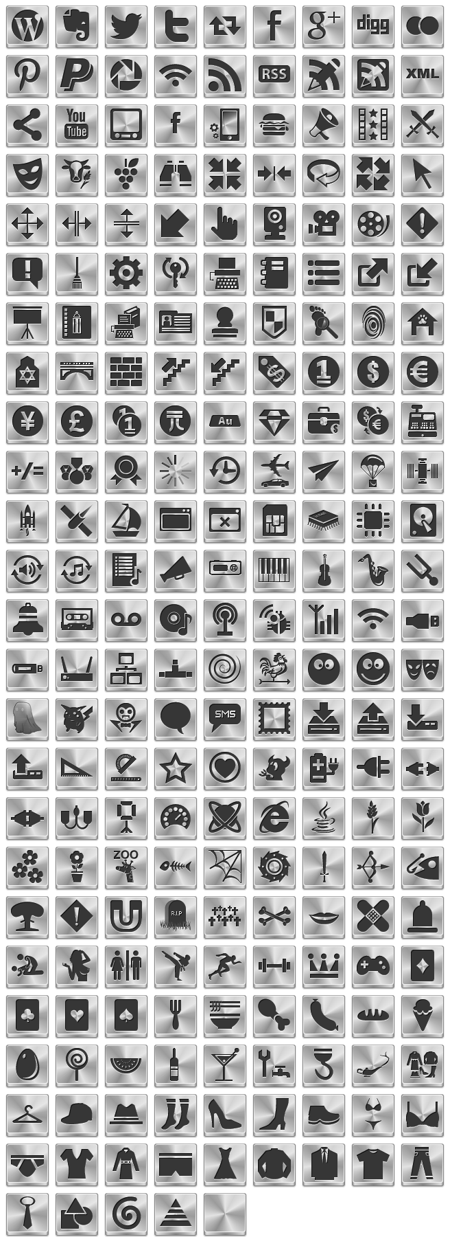 Free Silver Button Icons