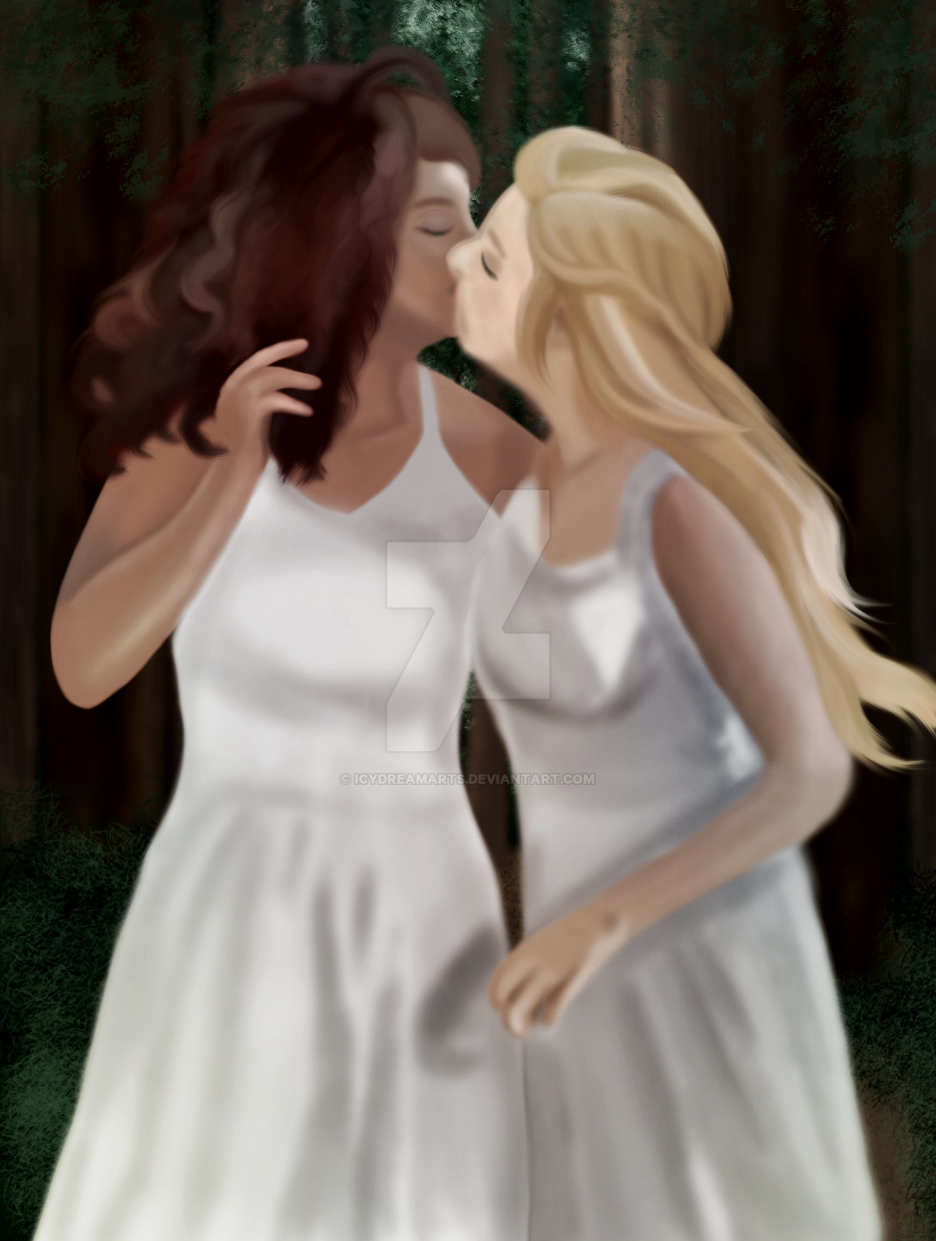 Kiss Deviantart Lesbian Kiss by IcyDreamArts on DeviantArt