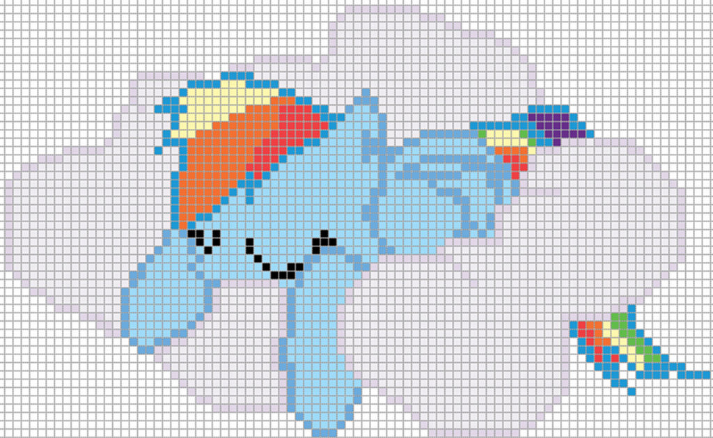 Rainbow Dash Sleeping - Pixel Art Template by MLP-PonyDesigner on