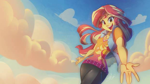 Sunset Shimmer Happy - WALLPAPER  by Light262