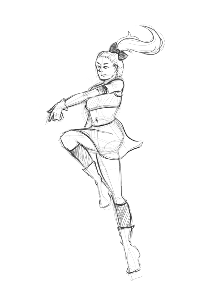Simple Cheerleader Sketch Drawing for Kindergarten