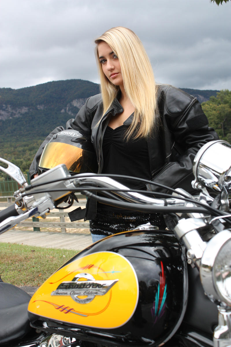 Stock girl with Motorcycle