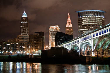 Riverbed view of Cleveland