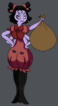 Muffet kidnap a girl character in a Sack
