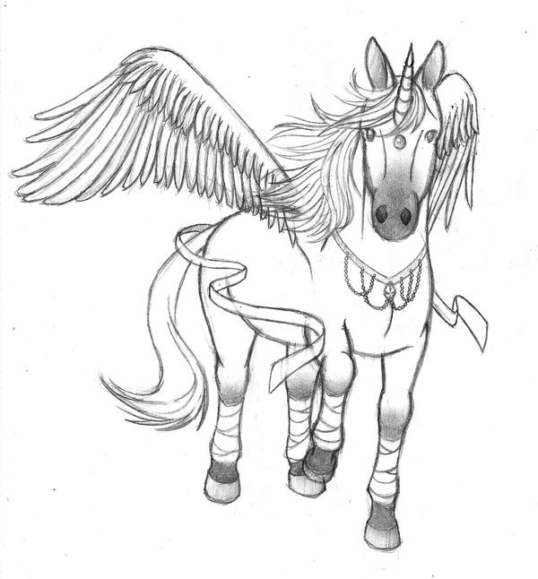 Winged Unicorn Pencil Drawing by Nether25 on DeviantArt