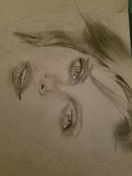 Incomplete drawing of Charlize Theron