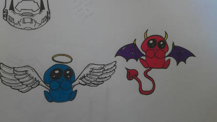 Angel and Devil tattoo drawing