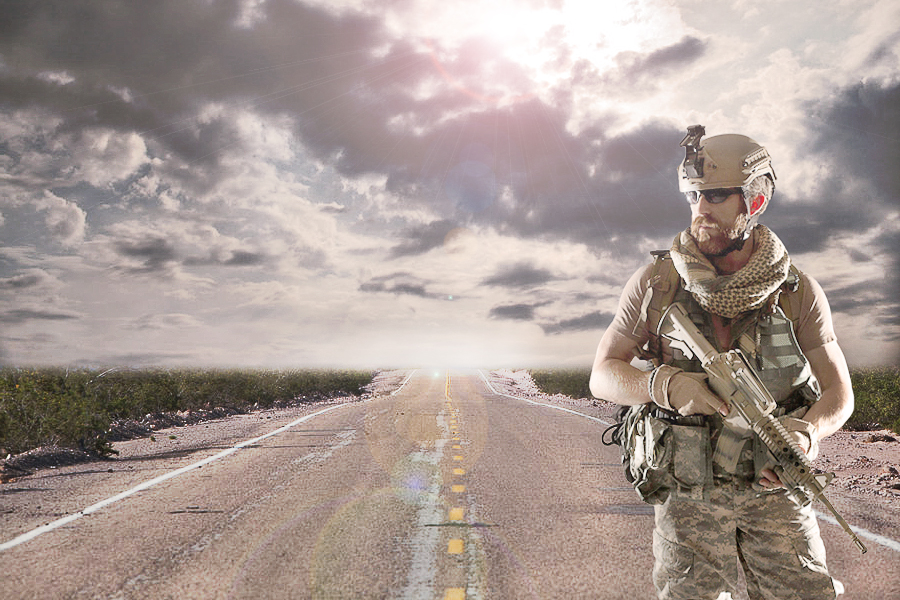 Soldier in a Desolate Road