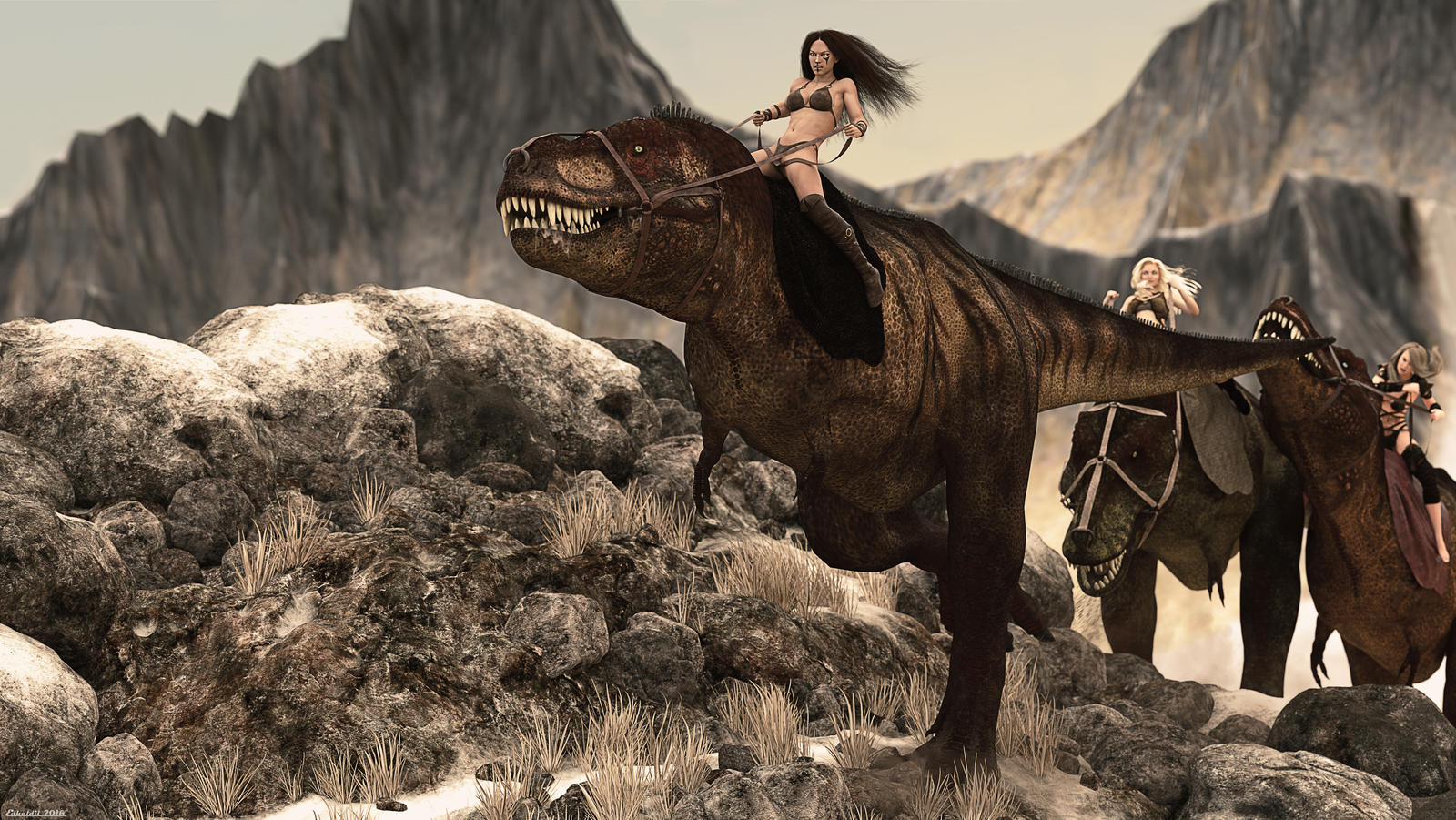 When women still rode on dinosaurs...