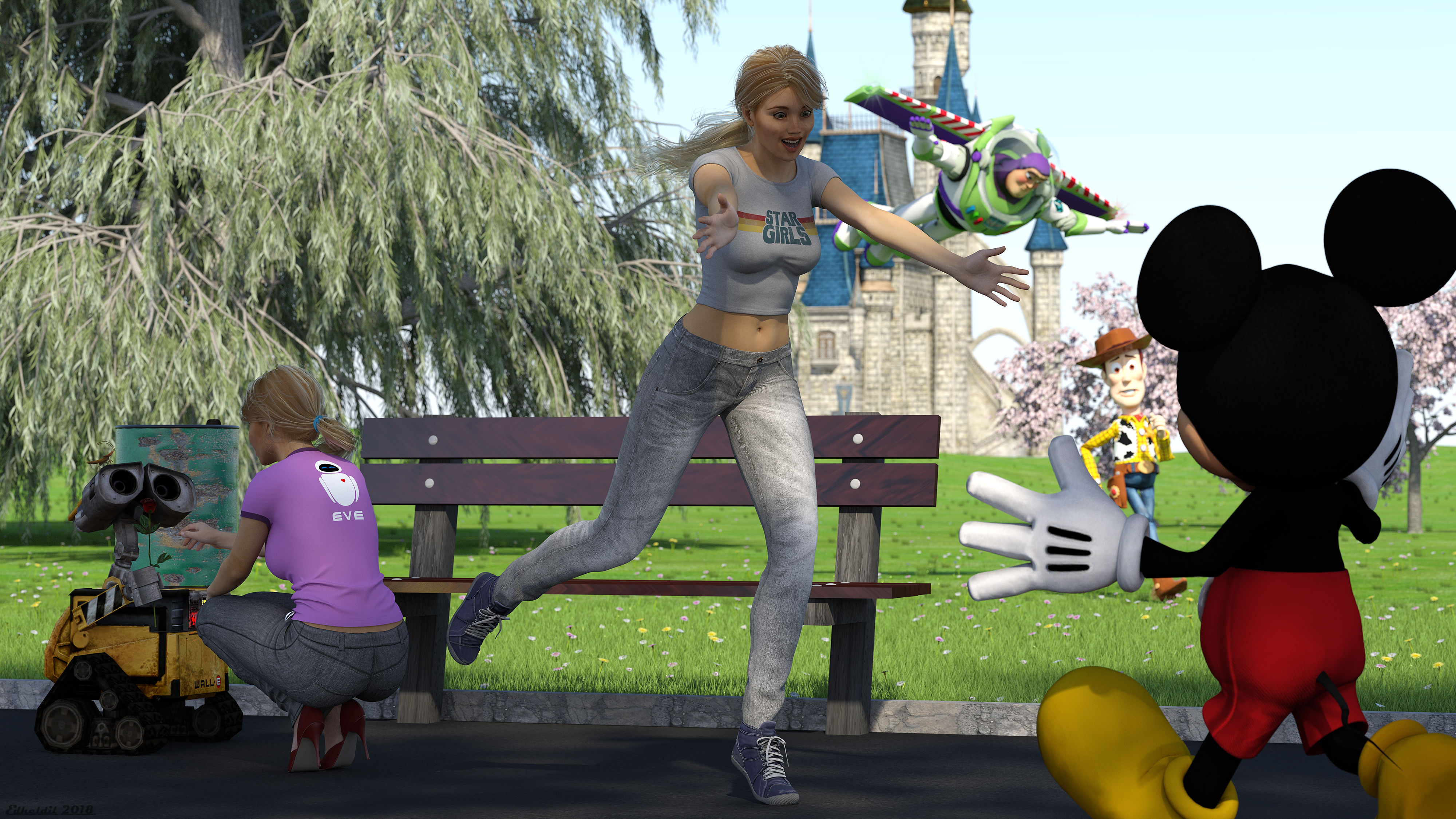 Meeting old friends at Disneyland! by Edheldil3D