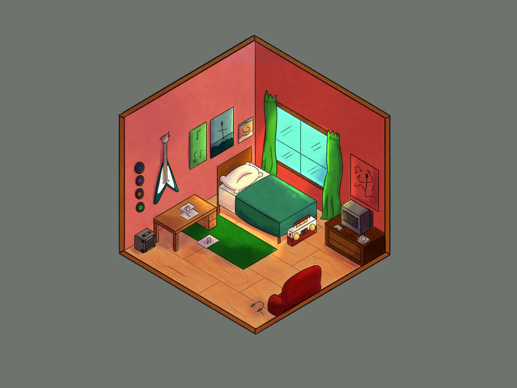 Isometric concept interior room by Dra-Zednamun on DeviantArt