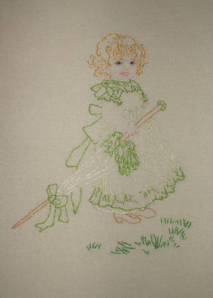 girl with parasol embroidery