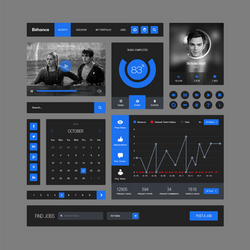 Behance Style Flat Ui Kit Free .PSD