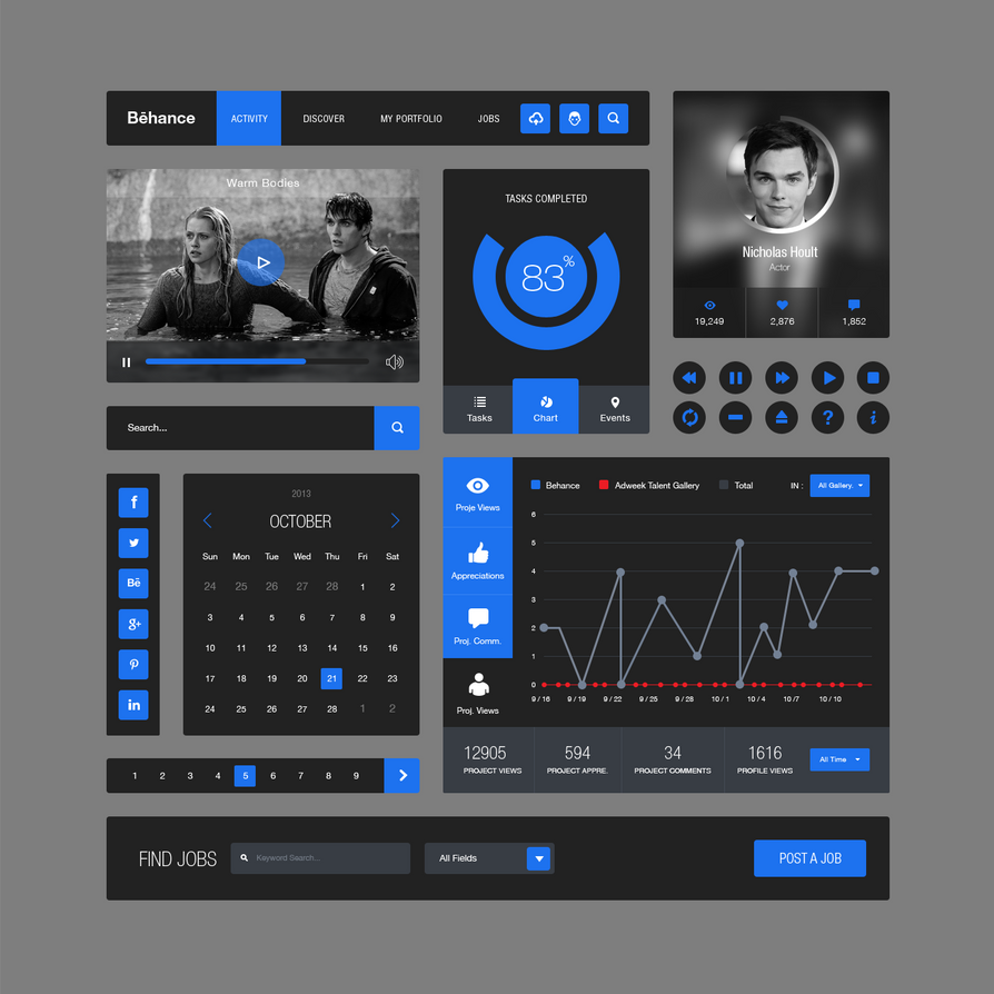 Deviantart Ui Behance Style Flat Ui Kit Free .PSD by emrah-demirag on DeviantArt