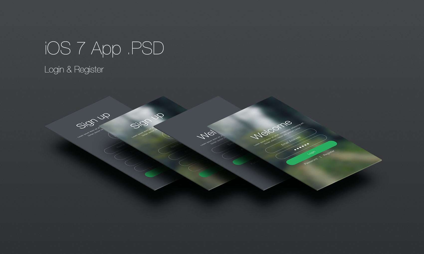 iOS 7 Login and Register App Free .PSD