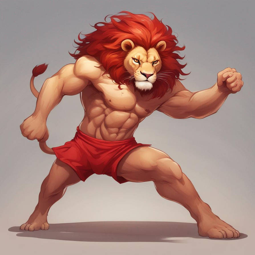 Dangerous lion fighter