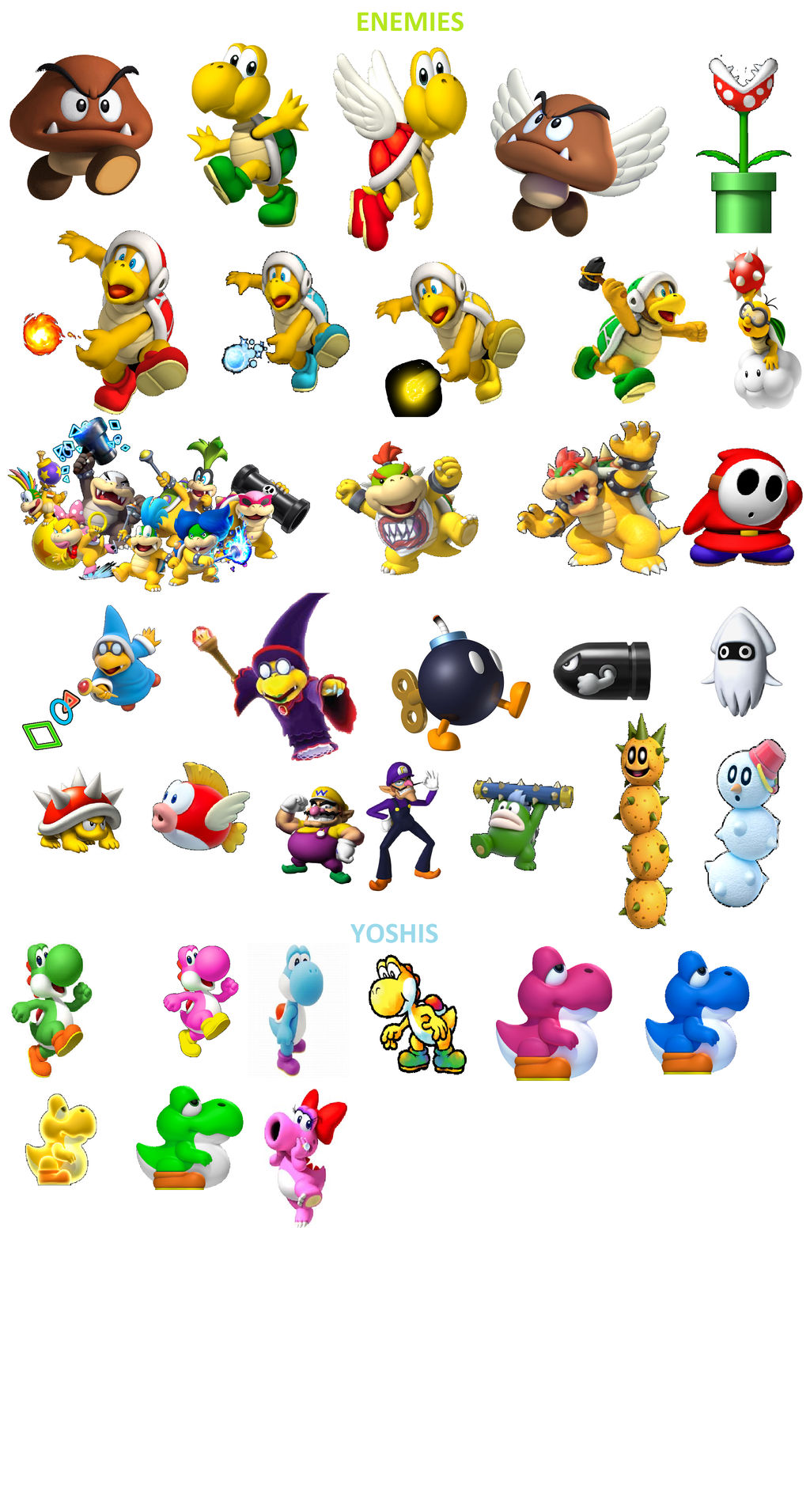 Mario enemies and Yoshi's by Iheartgreece on DeviantArt