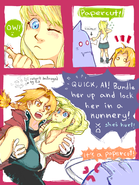 Edward, Winry, and Papercut