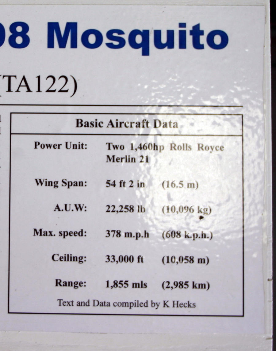 info plate of mkv1 mosquito