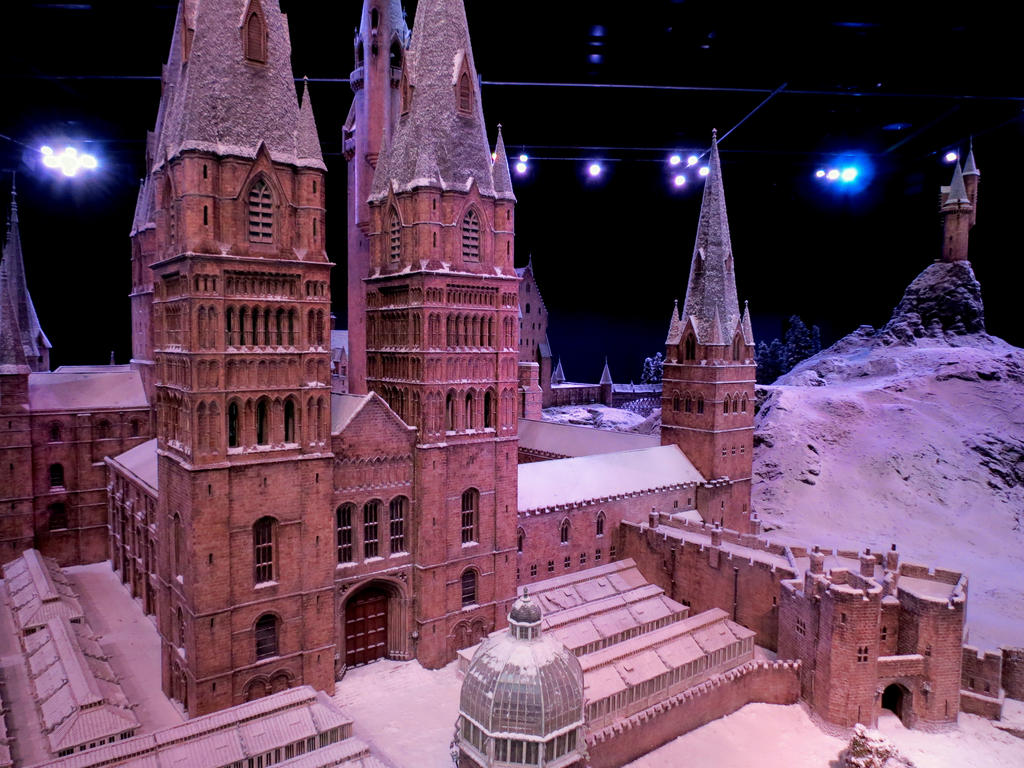 hogwarts castle in the snow, film set props.WB set