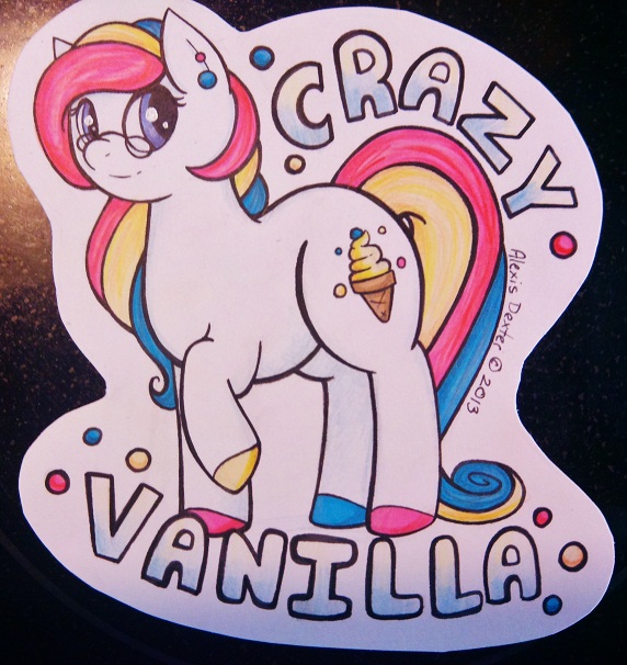 Crazy Vanilla ADOPT Pony Badge CLOSED