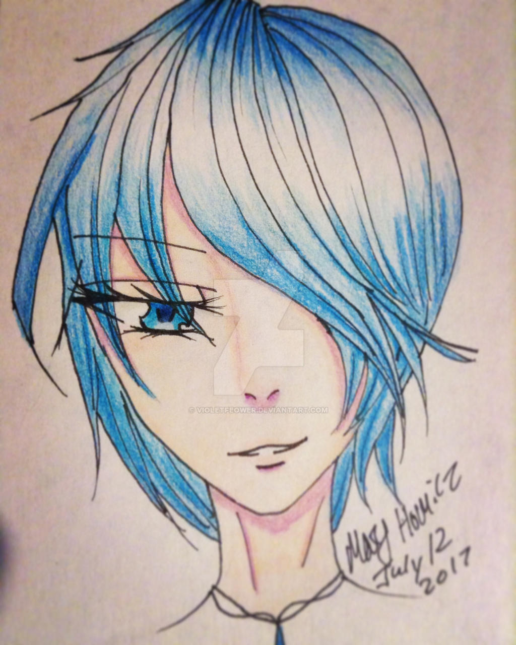 Colored Pencil Anime Girl By VioletFeower On DeviantArt colored-pencil-anime-girl-by-violetfeower-on-deviantart