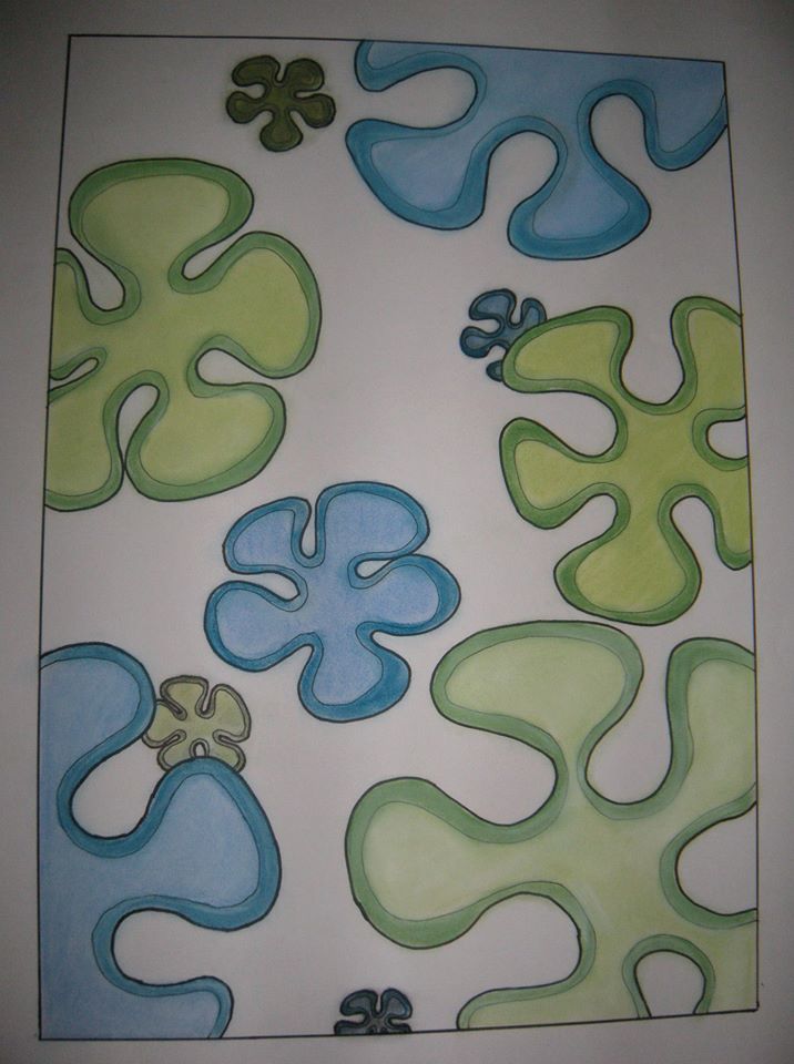 Organic shape design (soft pastel and thin marker)