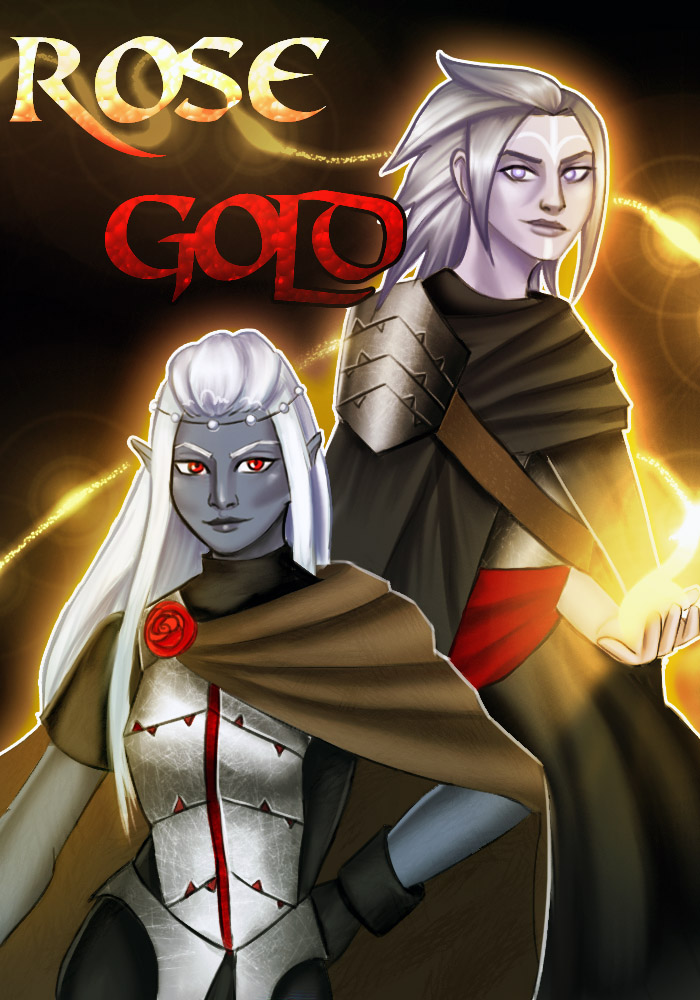 This is my drow thief Vierna and my friend's fallen aasimar cleric.