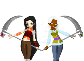 Two Girls With Scythes