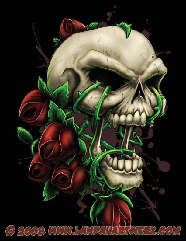 Skull and Roses by LandonLArmstrong