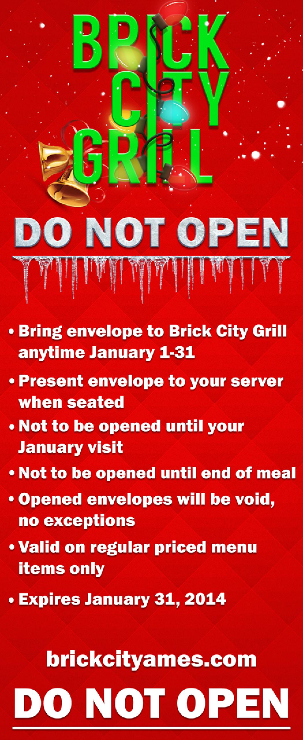 Brick City Grill Envelope