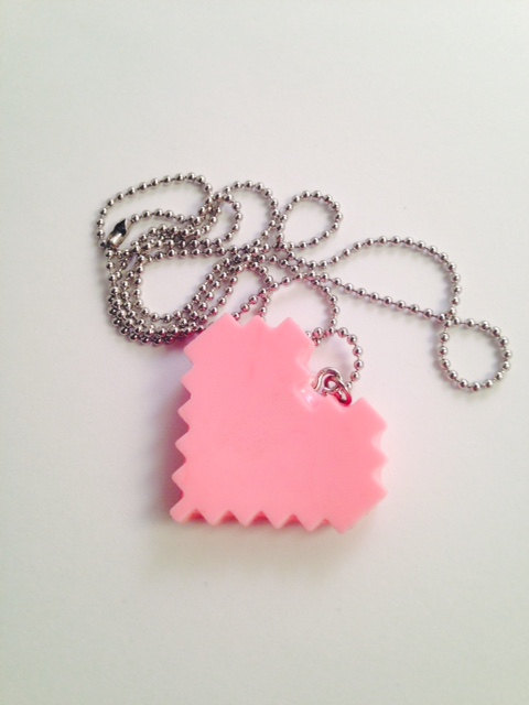 Pink Pixel Heart Necklace