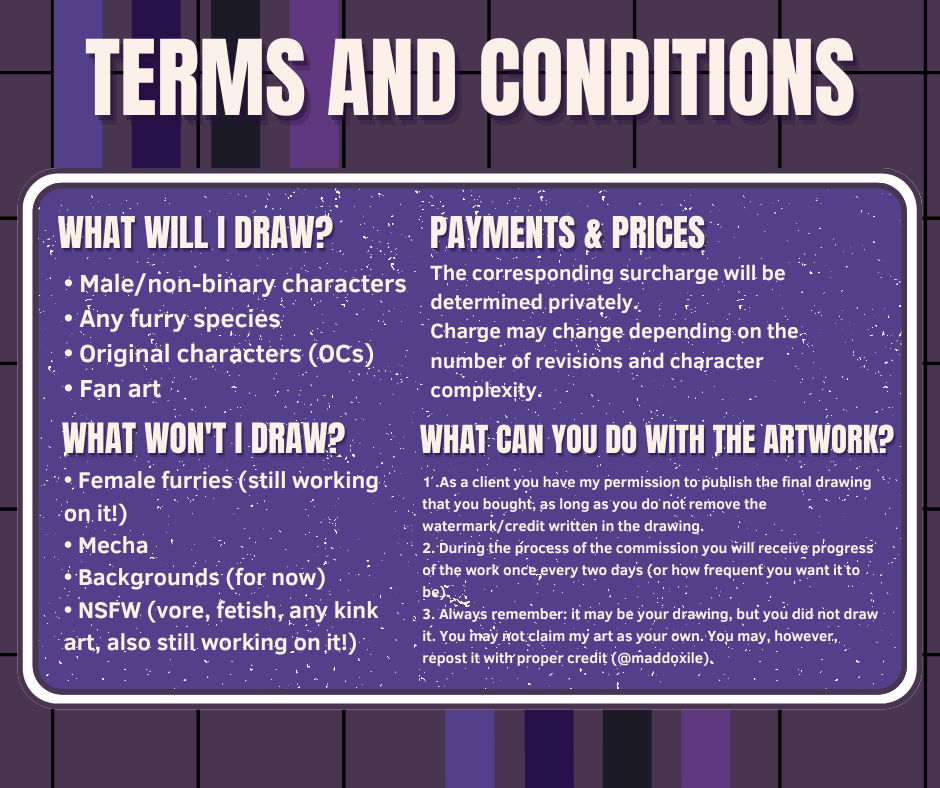COMMISSION TERMS and Conditions by maddoxile on DeviantArt