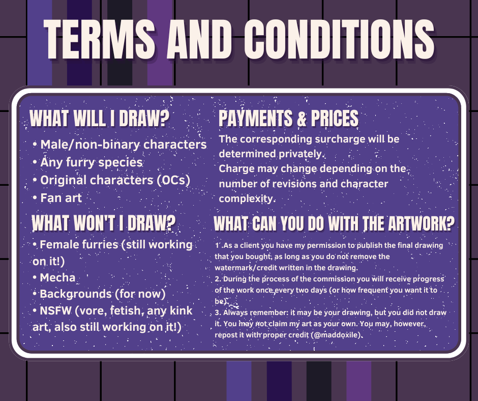 COMMISSION TERMS and Conditions by maddoxile on DeviantArt COMMISSION TERMS and Conditions by maddoxile on DeviantArt