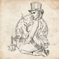 New years / January sketch pinup girl