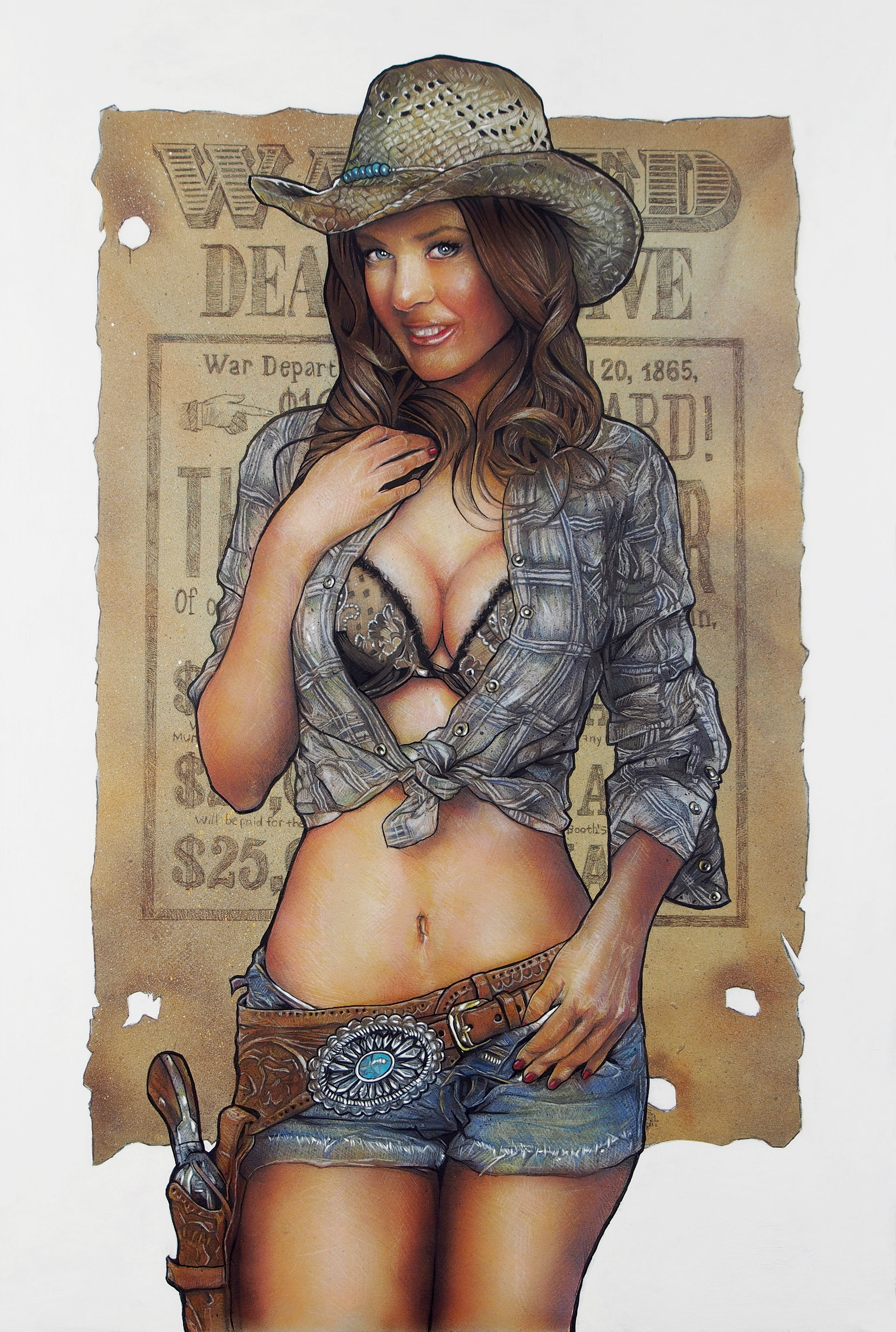 Cartoon Art Pin Up Cowgirls - Cowgirl pinup traditional mixed media by on d...