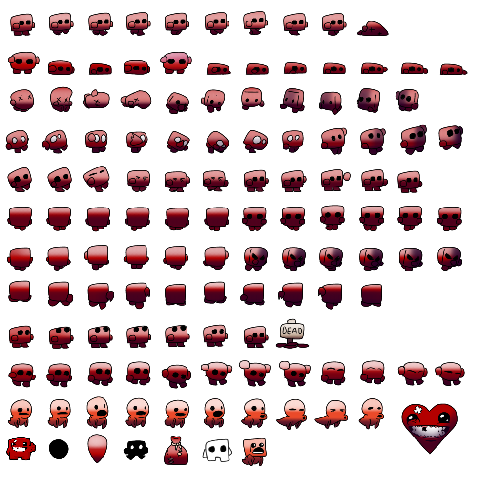 Meat Sprite Scratch Spelunky Meat Boy Sprite sheet by Kubernikus18 on DeviantArt