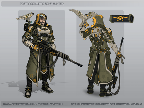 Postapocalyptic Sci-fi Hunter concept sketch