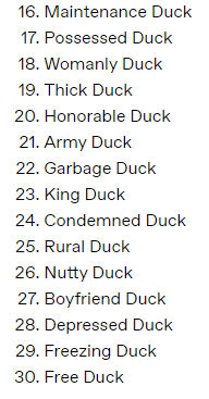 Duckvember List 02