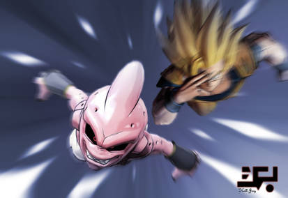 Kid Buu and Goku