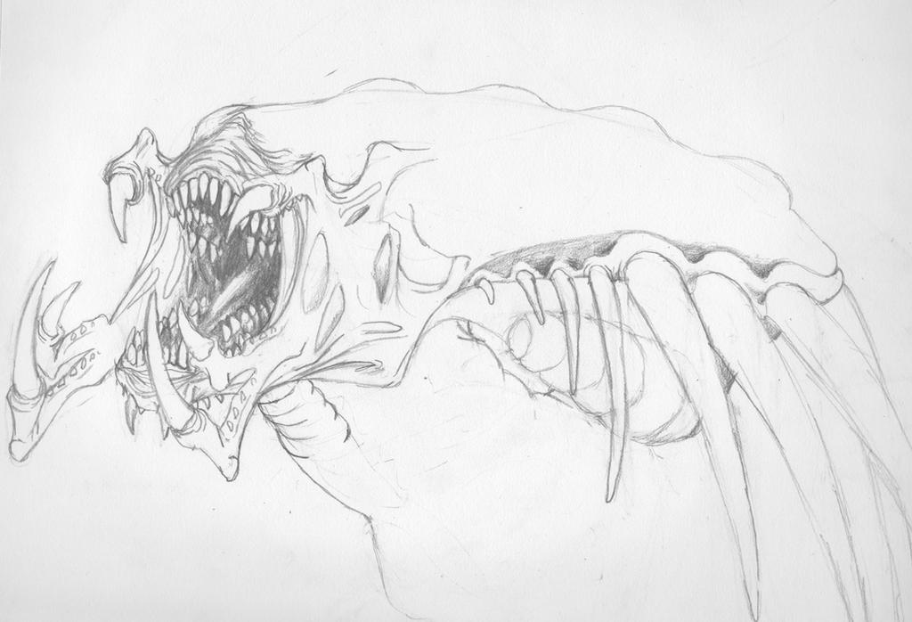 Predalien Line Drawing Predalien WIP by DeviantDolphinART on DeviantArt