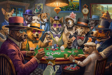 Dogs Playing Poker by Azot2023