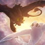Toothless and Light Fury romantic flight